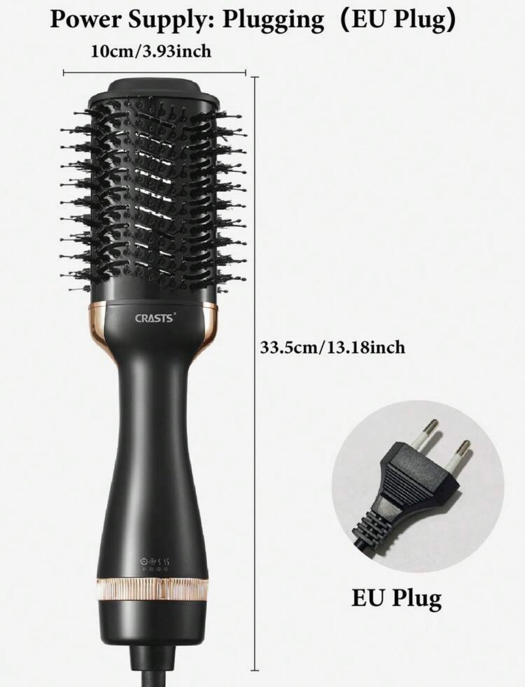 CRASTS Hair Dryer Brush, 3-Speed Temperature And Airflow Settings, Volumizing, Straight & Wavy Styling, 2-In-1 Blow Dryer And Brush