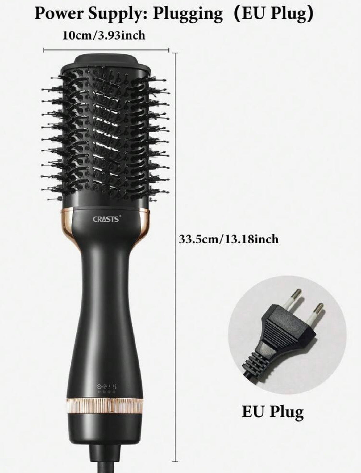 CRASTS Hair Dryer Brush, 3-Speed Temperature And Airflow Settings, Volumizing, Straight & Wavy Styling, 2-In-1 Blow Dryer And Brush