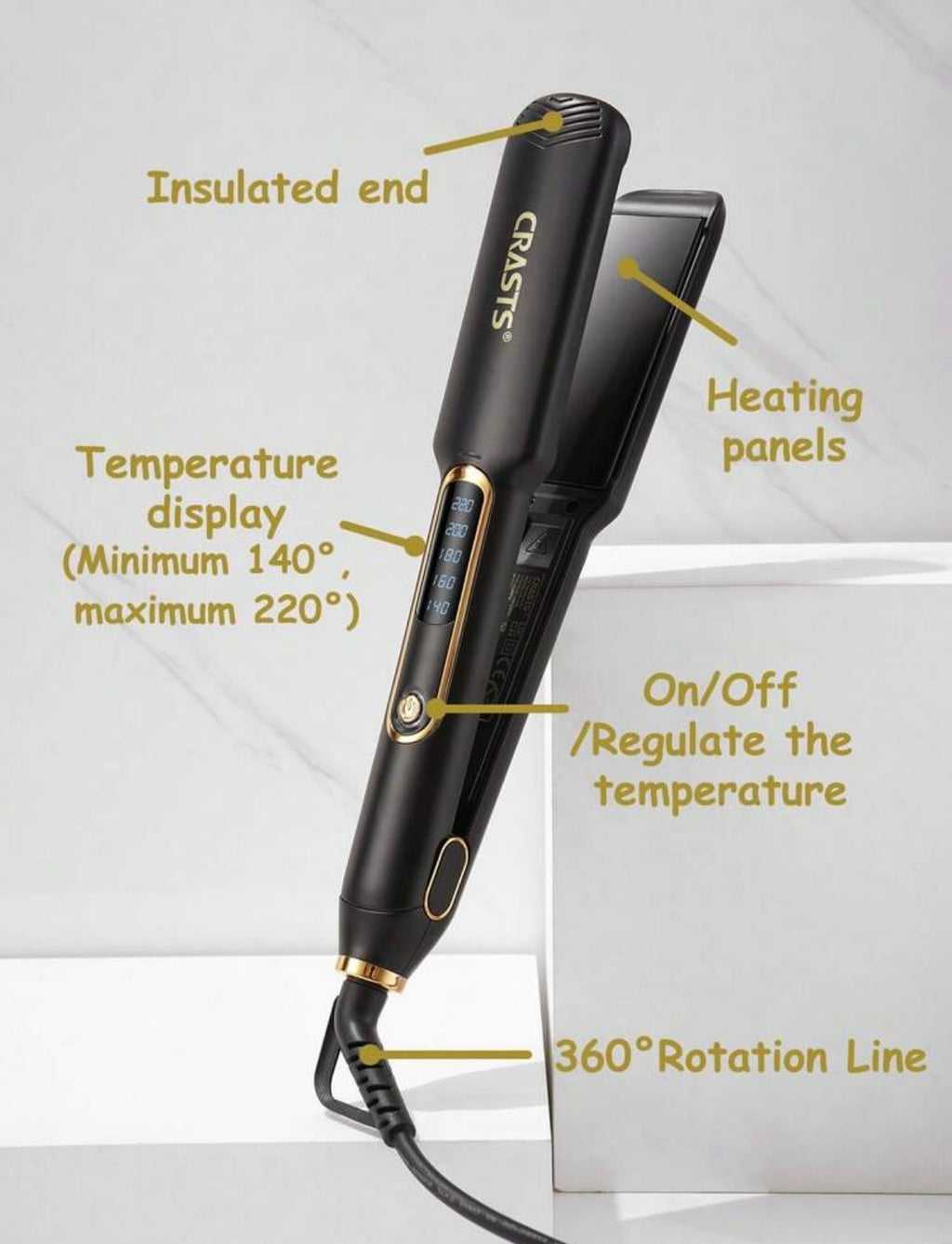 CRASTS flat iron hair straightener ,fast heating and quick LED display