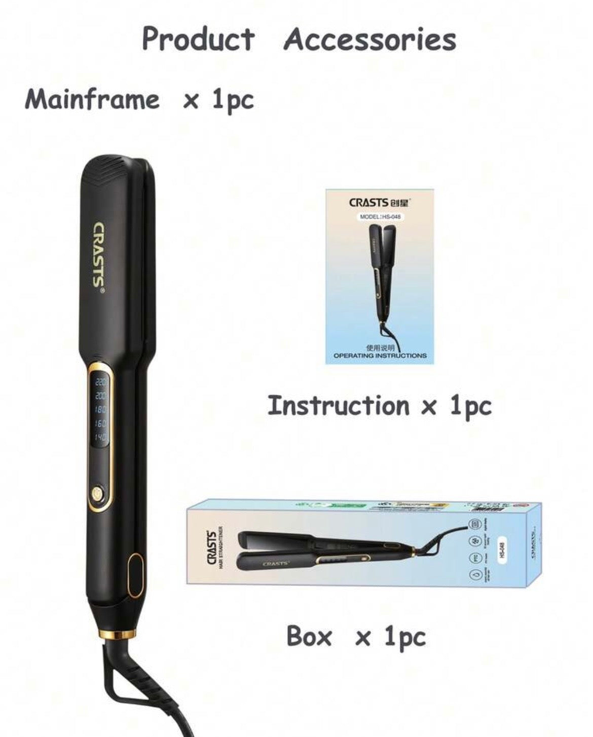 CRASTS flat iron hair straightener ,fast heating and quick LED display