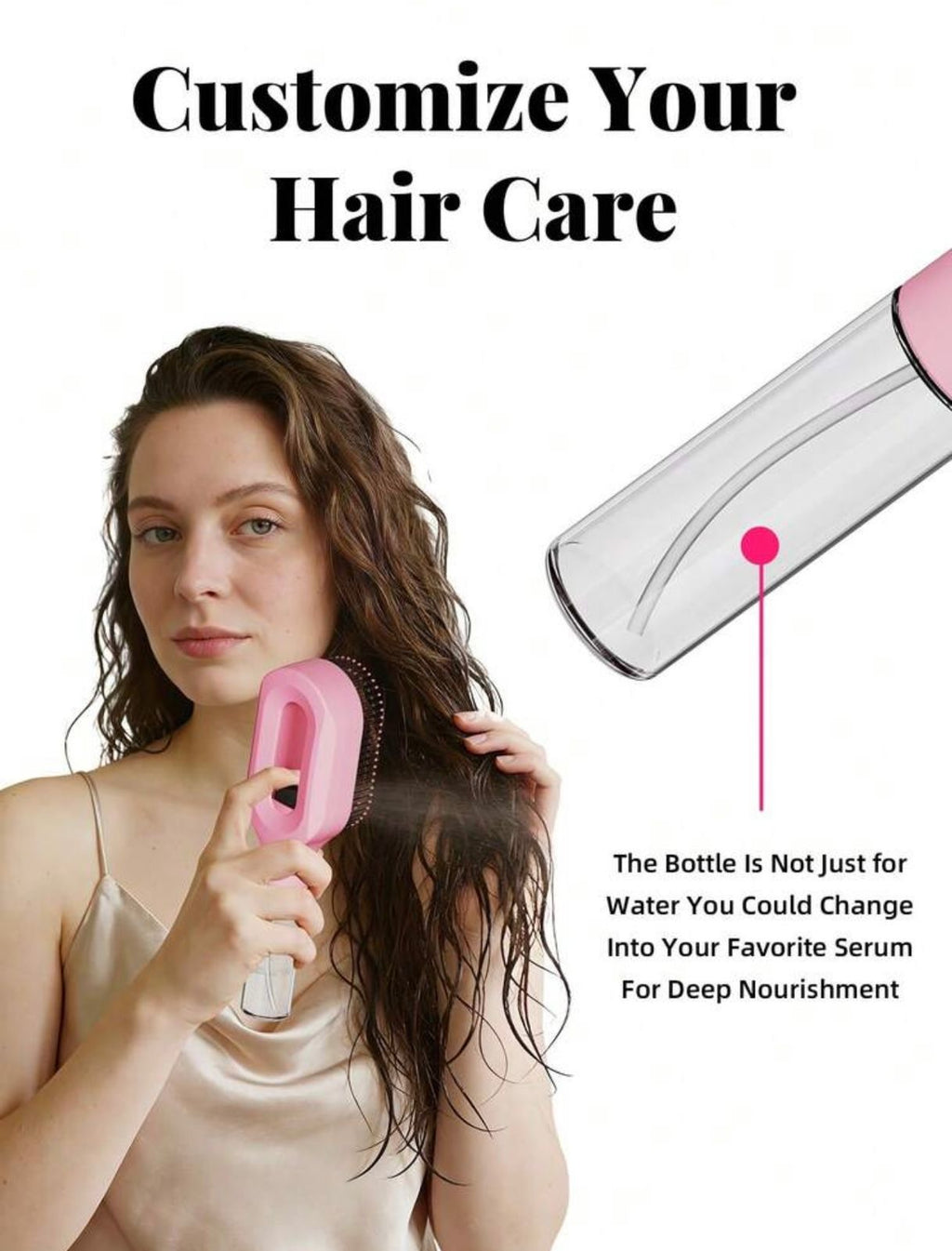 2 in 1 Water spray hair brush