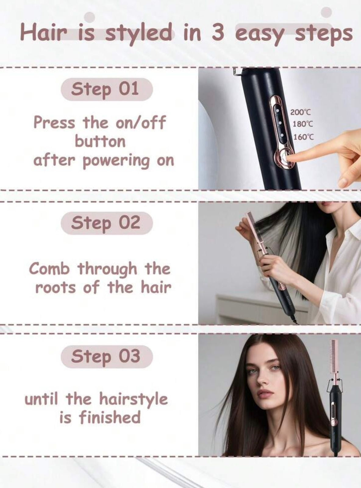 CRASTS Electric hair comb,wet & dry use